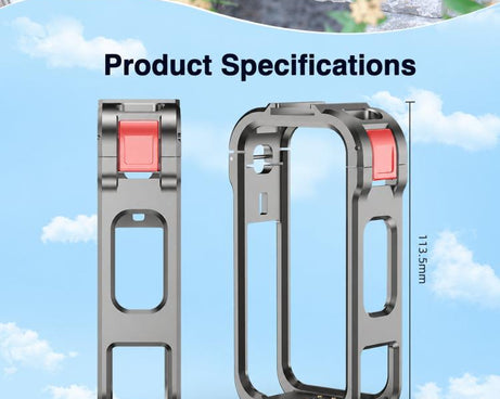 For Insta360 X6 Metal Magnetic Quick-Release Frame Cage Protective Camera Housing With Cold Shoe, Metal Material