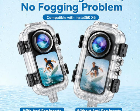 For Insta360 X6 Invisible Waterproof Housing 60m/197f Dive Case with Anti-Fog Inserts 2-prong Version, 2-prong Version