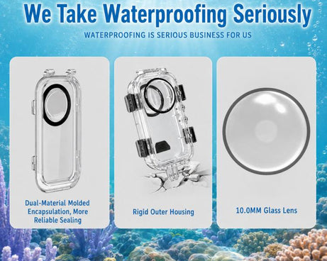 For Insta360 X6 Invisible Waterproof Housing 60m/197f Dive Case with Anti-Fog Inserts 2-prong Version, 2-prong Version