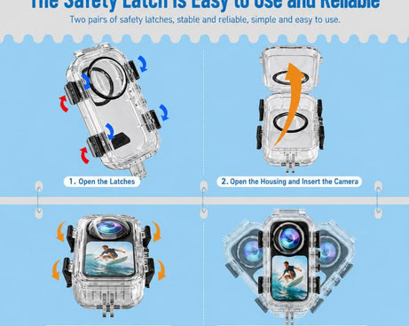 For Insta360 X6 Invisible Waterproof Housing 60m/197f Dive Case with Anti-Fog Inserts 2-prong Version, 2-prong Version