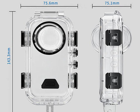 For Insta360 X6 Invisible Waterproof Housing 60m/197f Dive Case with Anti-Fog Inserts 2-prong Version, 2-prong Version