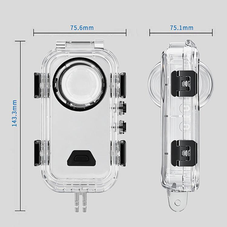 For Insta360 X6 Invisible Waterproof Housing 60m/197f Dive Case with Anti-Fog Inserts 2-prong Version, 2-prong Version