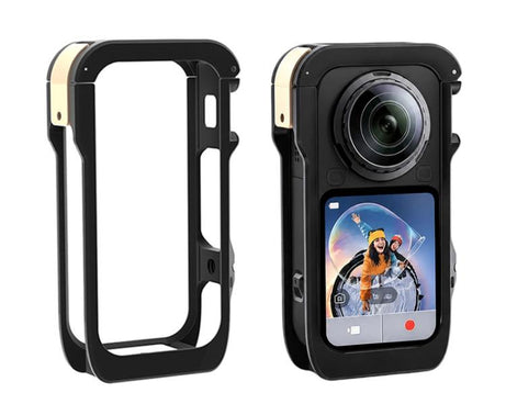 For Insta360 X6  Aluminum Alloy Camera Cage Magnetic Quick-Release Metal Frame with Cold Shoe Mount, Aluminum Alloy  Cage