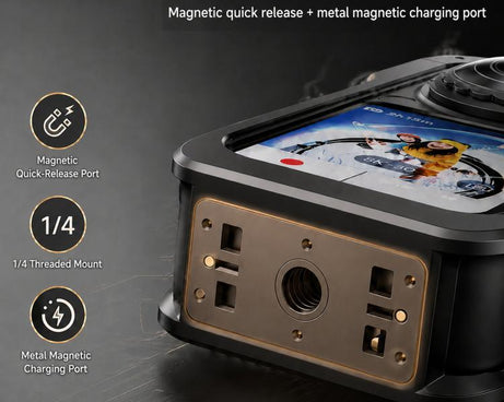 For Insta360 X6  Aluminum Alloy Camera Cage Magnetic Quick-Release Metal Frame with Cold Shoe Mount, Aluminum Alloy  Cage