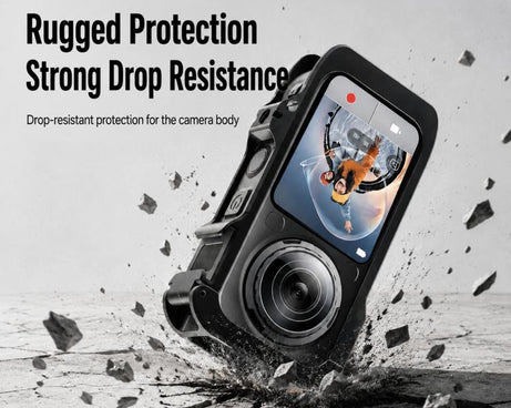 For Insta360 X6  Aluminum Alloy Camera Cage Magnetic Quick-Release Metal Frame with Cold Shoe Mount, Aluminum Alloy  Cage