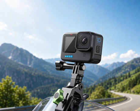 Motorcycle Windshield Camera Mount 360-degree Rotation Clip Holder for DJI, Insta360, GoPro and Other Action Cameras