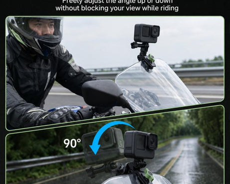 Motorcycle Windshield Camera Mount 360-degree Rotation Clip Holder for DJI, Insta360, GoPro and Other Action Cameras