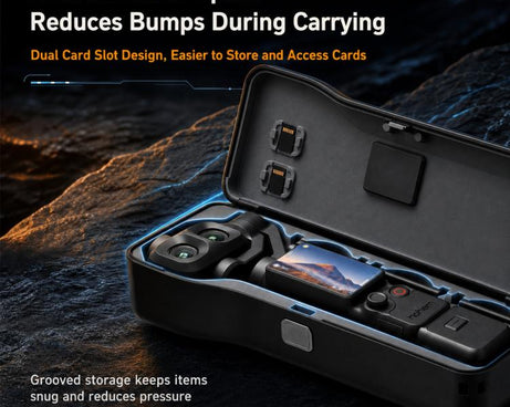 For DJI Pocket 4P Hard Shell Protective Storage Case Box With 3 Filter Slots, 2 SD Card Holders