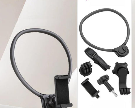 Silicone Neck Mount Holder for Action Camera Flexible POV 360-degree Rotatable Collar Mount, Full Kit, Standard Kit, Basic Kit