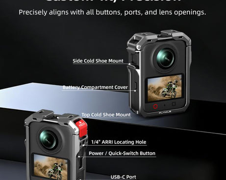 For DJI Osmo 360 II Flymile Camera Protective Cage Lens Cap Frame