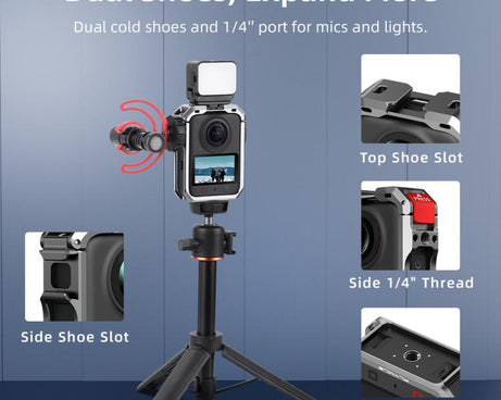 For DJI Osmo 360 II Flymile Camera Protective Cage Lens Cap Frame