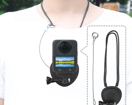 CQT Magnetic Neck Mount for Action Cameras Hands Free POV Quick Release Lanyard Holder, Single Bracket, With Adapter Set