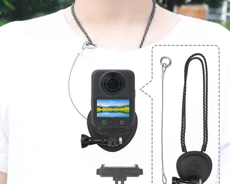 CQT Magnetic Neck Mount for Action Cameras Hands Free POV Quick Release Lanyard Holder, Single Bracket, With Adapter Set