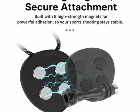 CQT Magnetic Neck Mount for Action Cameras Hands Free POV Quick Release Lanyard Holder, Single Bracket, With Adapter Set