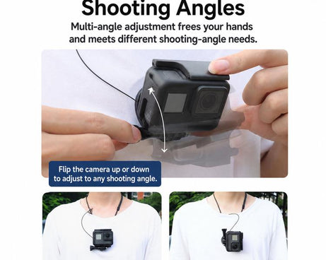 CQT Magnetic Neck Mount for Action Cameras Hands Free POV Quick Release Lanyard Holder, Single Bracket, With Adapter Set