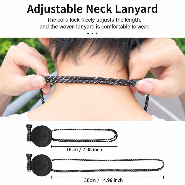 CQT Magnetic Neck Mount for Action Cameras Hands Free POV Quick Release Lanyard Holder, Single Bracket, With Adapter Set