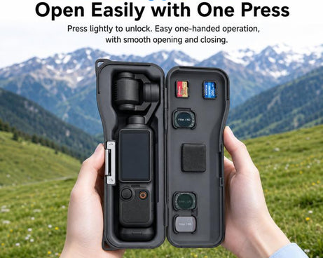 For DJI Osmo Pocket 4/3 LKTOP Hard Carrying Case Protective Storage Box with Wrist Strap, Short Black, Short Pink, Short Grey, Short Blue, Long Black, Long Pink, Long Grey, Long Blue