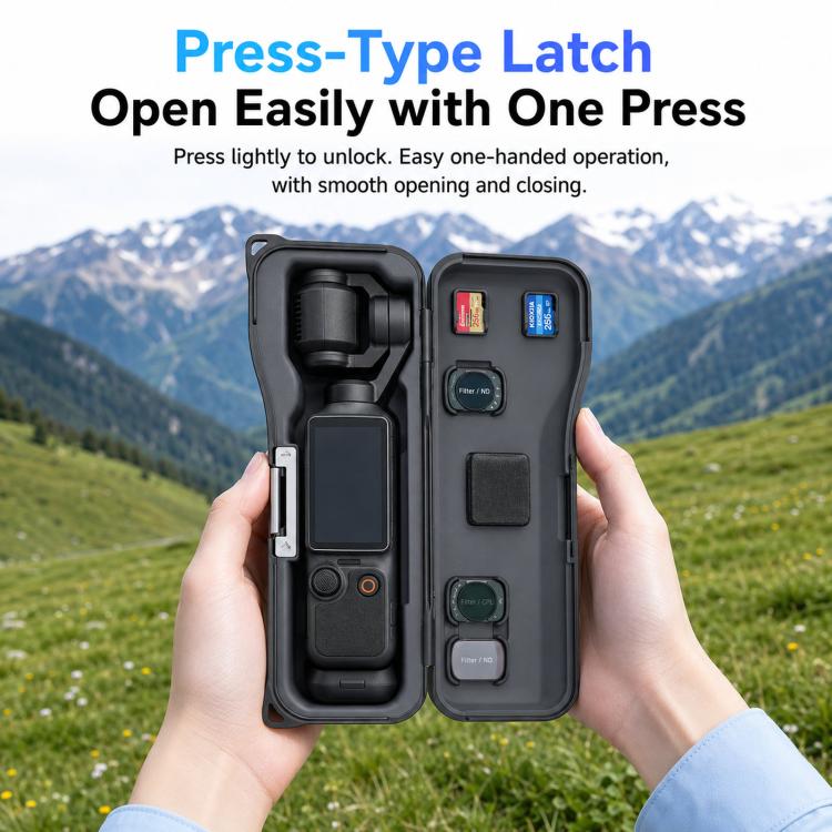 For DJI Osmo Pocket 4/3 LKTOP Hard Carrying Case Protective Storage Box with Wrist Strap, Short Black, Short Pink, Short Grey, Short Blue, Long Black, Long Pink, Long Grey, Long Blue
