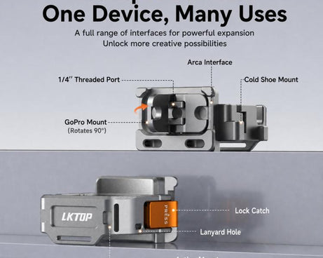 For DJI Osmo Pocket 4 / 3 LKTOP Quick Release Expansion Frame Aluminum Cage with Cold Shoe & Arca Swiss, AC-012
