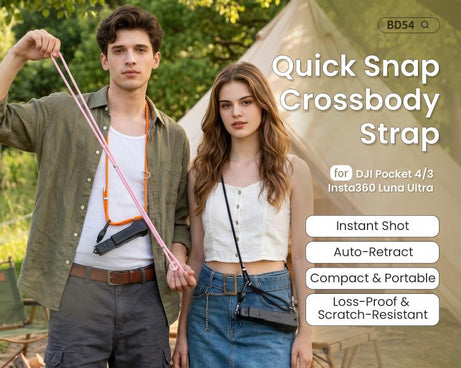 aMagisn Retractable Camera Crossbody Strap Neck Lanyard Cord for DJI Osmo Pocket 4/3, Insta360 Luna Ultra