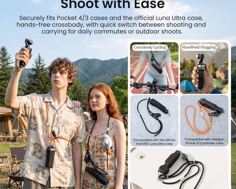aMagisn Retractable Camera Crossbody Strap Neck Lanyard Cord for DJI Osmo Pocket 4/3, Insta360 Luna Ultra