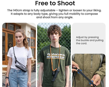 aMagisn Retractable Camera Crossbody Strap Neck Lanyard Cord for DJI Osmo Pocket 4/3, Insta360 Luna Ultra