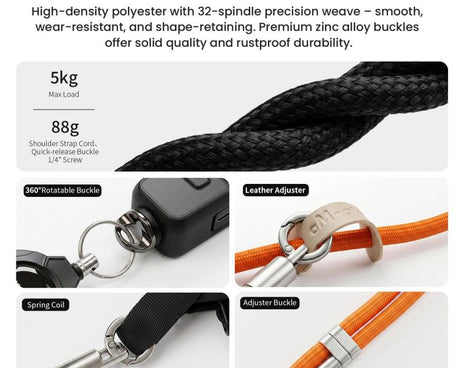 aMagisn Retractable Camera Crossbody Strap Neck Lanyard Cord for DJI Osmo Pocket 4/3, Insta360 Luna Ultra