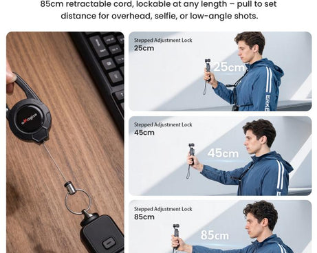aMagisn Retractable Camera Crossbody Strap Neck Lanyard Cord for DJI Osmo Pocket 4/3, Insta360 Luna Ultra