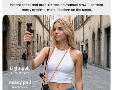 aMagisn Retractable Camera Crossbody Strap Neck Lanyard Cord for DJI Osmo Pocket 4/3, Insta360 Luna Ultra