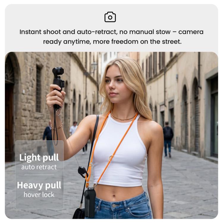 aMagisn Retractable Camera Crossbody Strap Neck Lanyard Cord for DJI Osmo Pocket 4/3, Insta360 Luna Ultra