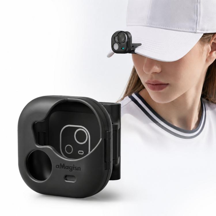 aMagisn Magnetic Cap Clip Mount 360 Rotatable Hat Brim Backpack Strap Clamp POV Vlog Mount, For Insta360 GO Ultra, For DJI Osmo Nano