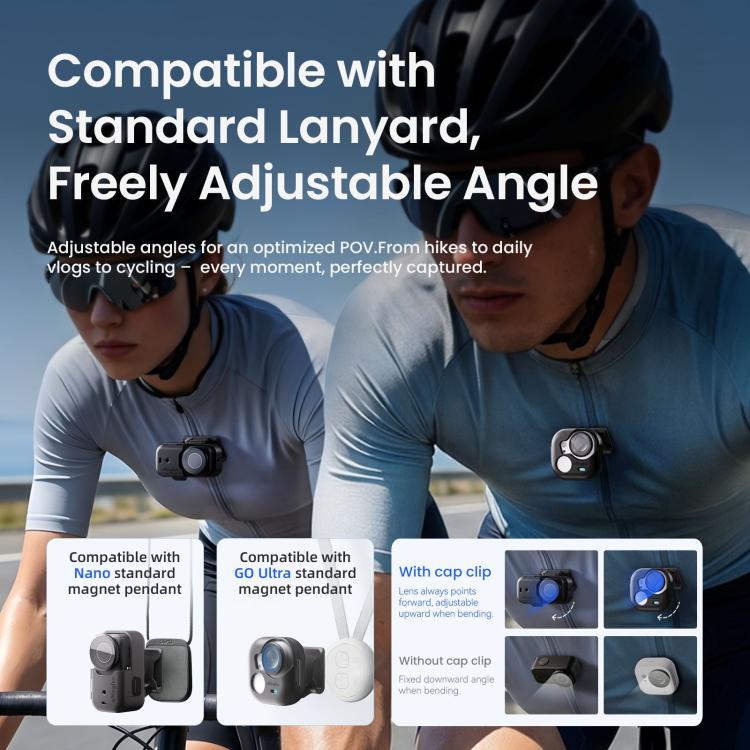 aMagisn Magnetic Cap Clip Mount 360 Rotatable Hat Brim Backpack Strap Clamp POV Vlog Mount, For Insta360 GO Ultra, For DJI Osmo Nano