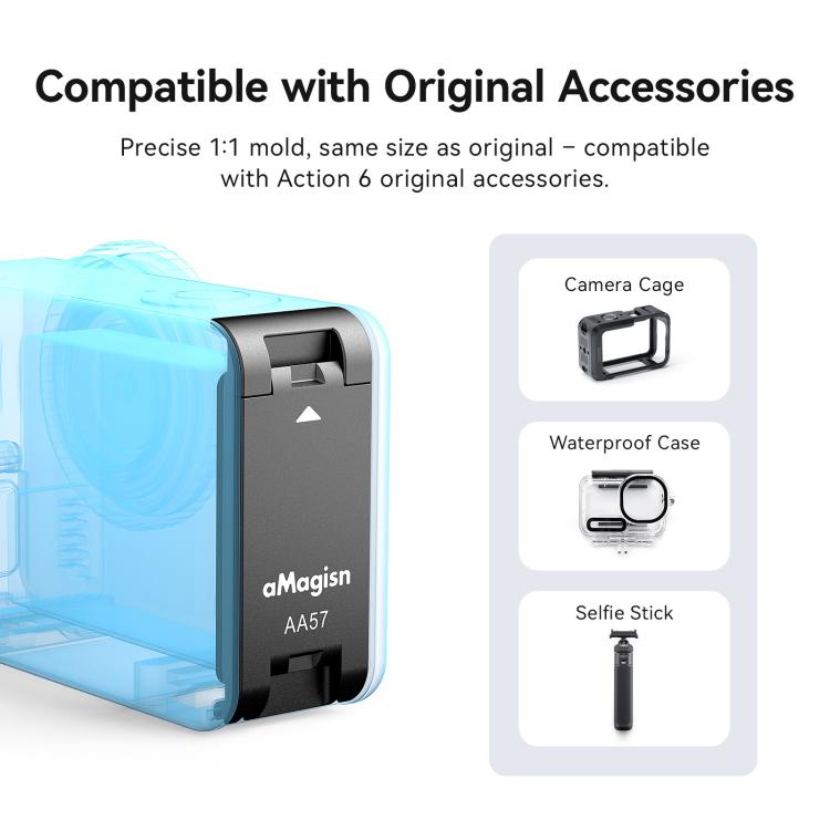 For DJI Osmo Action 6 aMagisn Vertical Shoot Battery Cover Magnetic Quick Release Metal Battery Door
