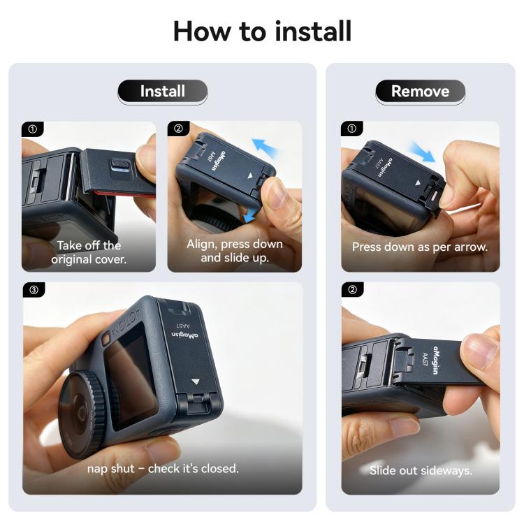 For DJI Osmo Action 6 aMagisn Vertical Shoot Battery Cover Magnetic Quick Release Metal Battery Door