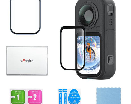 For Insta360 X6 aMagisn Tempered Glass Screen Protector HD Clear Anti-Scratch Protective Film, 1 Set, 2 Sets