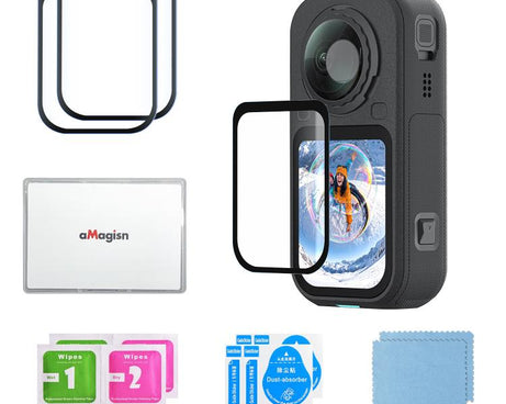 For Insta360 X6 aMagisn Tempered Glass Screen Protector HD Clear Anti-Scratch Protective Film, 1 Set, 2 Sets