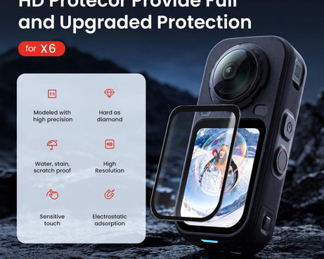 For Insta360 X6 aMagisn Tempered Glass Screen Protector HD Clear Anti-Scratch Protective Film, 1 Set, 2 Sets