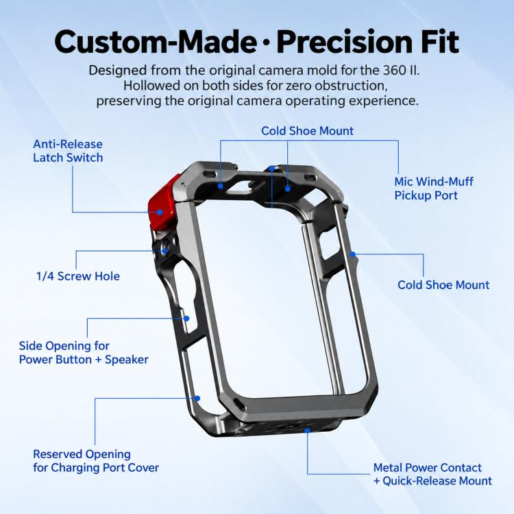 For DJI Osmo 360 II Flymile Quick-Release Extended Protective Cage Lens Cap
