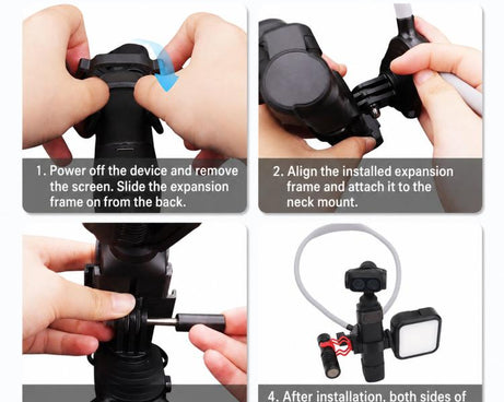 For Insta360 Luna Pro / Ultra Dual Cold Shoe Expansion Cage, Only Cage, Neck Mount Set