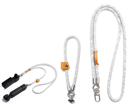 Cwatcun D232 Camera Lanyard 2 In 1 Crossbody Neck Strap Adjustable Wrist Rope With 1/4 Screw Quick Release Clasp, Small Pink, Small Light Gray, Medium Light Gray