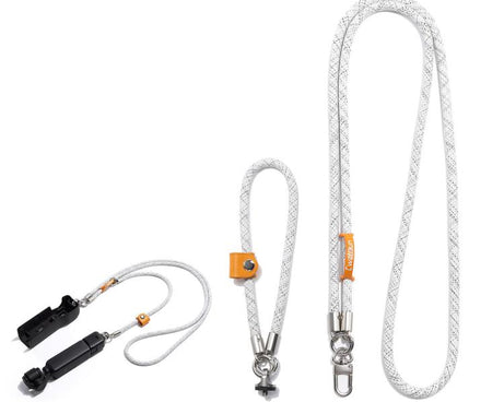 Cwatcun D232 Camera Lanyard 2 In 1 Crossbody Neck Strap Adjustable Wrist Rope With 1/4 Screw Quick Release Clasp, Small Pink, Small Light Gray, Medium Light Gray
