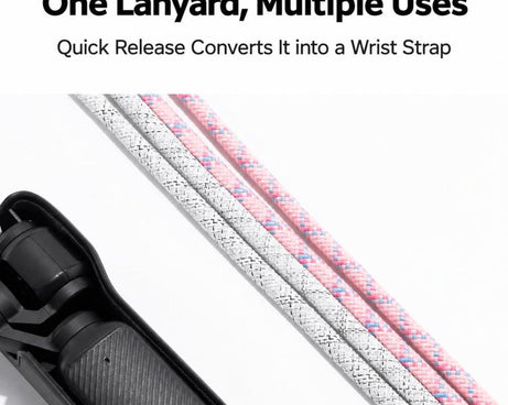 Cwatcun D232 Camera Lanyard 2 In 1 Crossbody Neck Strap Adjustable Wrist Rope With 1/4 Screw Quick Release Clasp, Small Pink, Small Light Gray, Medium Light Gray
