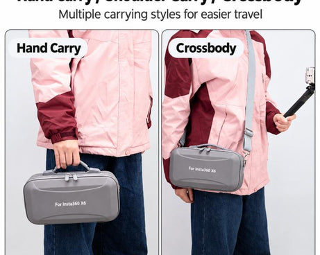 For Insta360 X6 Camera Kit Hard Shell Carrying Case Waterproof Travel Storage Bag with Shoulder Strap