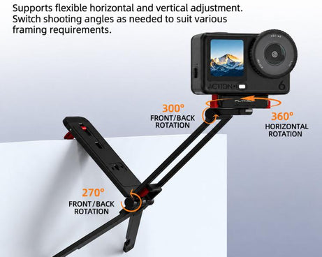 Flymile Magnetic Quick-Release Tripod & Rotating Carabiner Mount, For DJI Osmo Action 3 / 4 / 5 Pro, For DJI Osmo Action 6 / Nano / 360 II