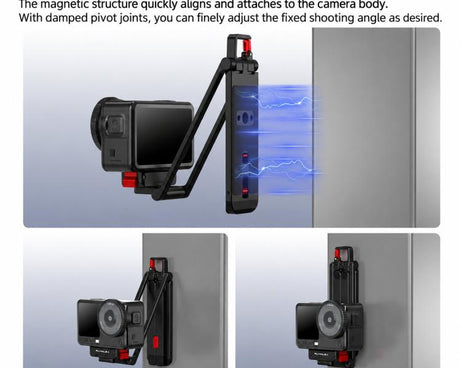 Flymile Magnetic Quick-Release Tripod & Rotating Carabiner Mount, For DJI Osmo Action 3 / 4 / 5 Pro, For DJI Osmo Action 6 / Nano / 360 II