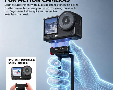 Flymile Magnetic Quick-Release Tripod & Rotating Carabiner Mount, For DJI Osmo Action 3 / 4 / 5 Pro, For DJI Osmo Action 6 / Nano / 360 II