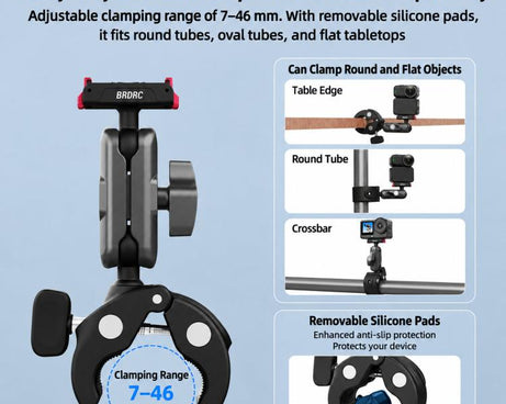 BRDRC Quick-Release Bicycle Mount, For DJI Osmo Action 6 / 4 / 5 Pro, For DJI Osmo 360 II / Nano