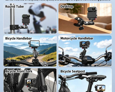 BRDRC Quick-Release Bicycle Mount, For DJI Osmo Action 6 / 4 / 5 Pro, For DJI Osmo 360 II / Nano