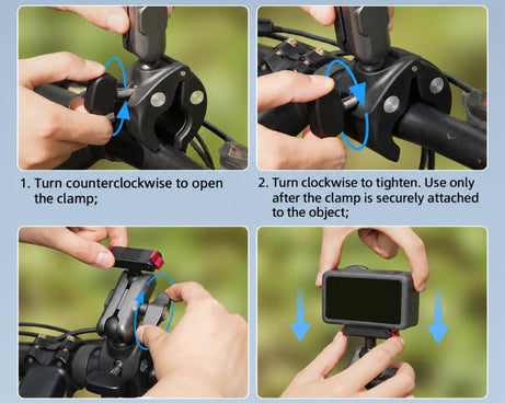 BRDRC Quick-Release Bicycle Mount, For DJI Osmo Action 6 / 4 / 5 Pro, For DJI Osmo 360 II / Nano