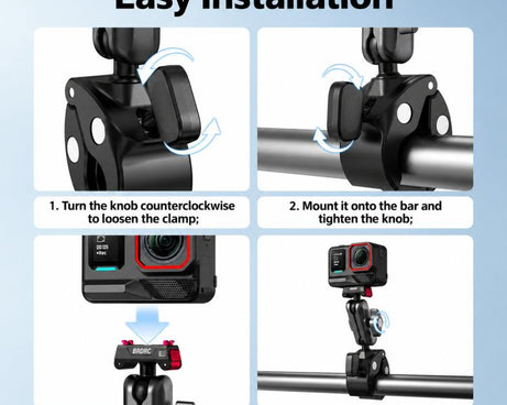 BRDRC For Quick-Release Cycling Mount For Insta360 Ace / Ace Pro 2 / X6 / X5 / X4 Air